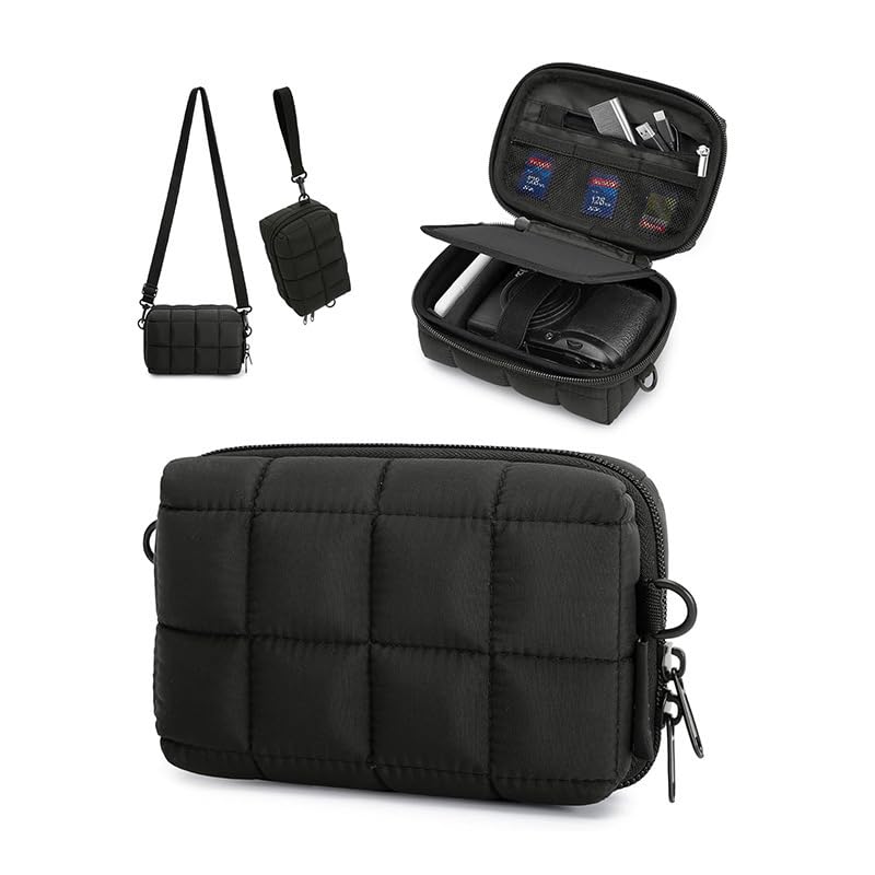 Naapesi Funda Camara Fotos Compacta, Bolsa Camara Fotografica Impermeable Compatible con Canon G7X Mark II/III, Sony RX100, Kodak PIXPRO FZ55, Funda Vlogging Transporte con Correa Ajustable