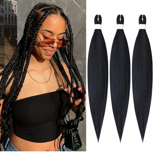 BLTYXT Pre-stretched Braiding Hair 26'' Easy Braid 3 Packs Professional Itch Free Synthetic Fiber EZ Braids Hair Yaki Texture Knotless Braiding Hair Extensions(1#, 26 Inch(Pack of 3)) BLTYXT Pre-stretched Braiding Hair 26'' Easy Braid 3 Packs Professional Itch Free Synthetic Fiber EZ Braids Hair Yaki Texture Knotless Braiding Hair Extensions(1#, 26 Inch(Pack of 3))