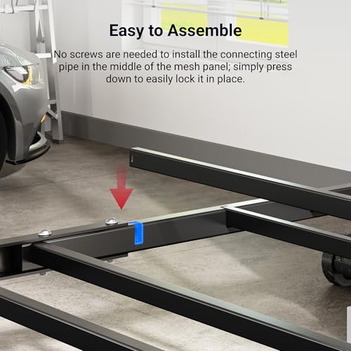 FLEXIMOUNTS-4x8-Overhead-Garage-Ceiling-Storage-Rack-with-6-Hooks-Black-750lbs-Capacity-226394-Adjustable-Dropdown-Heavy-Duty-Metal-Ceiling-Racks-Storage-Organization-System-Lite-Series