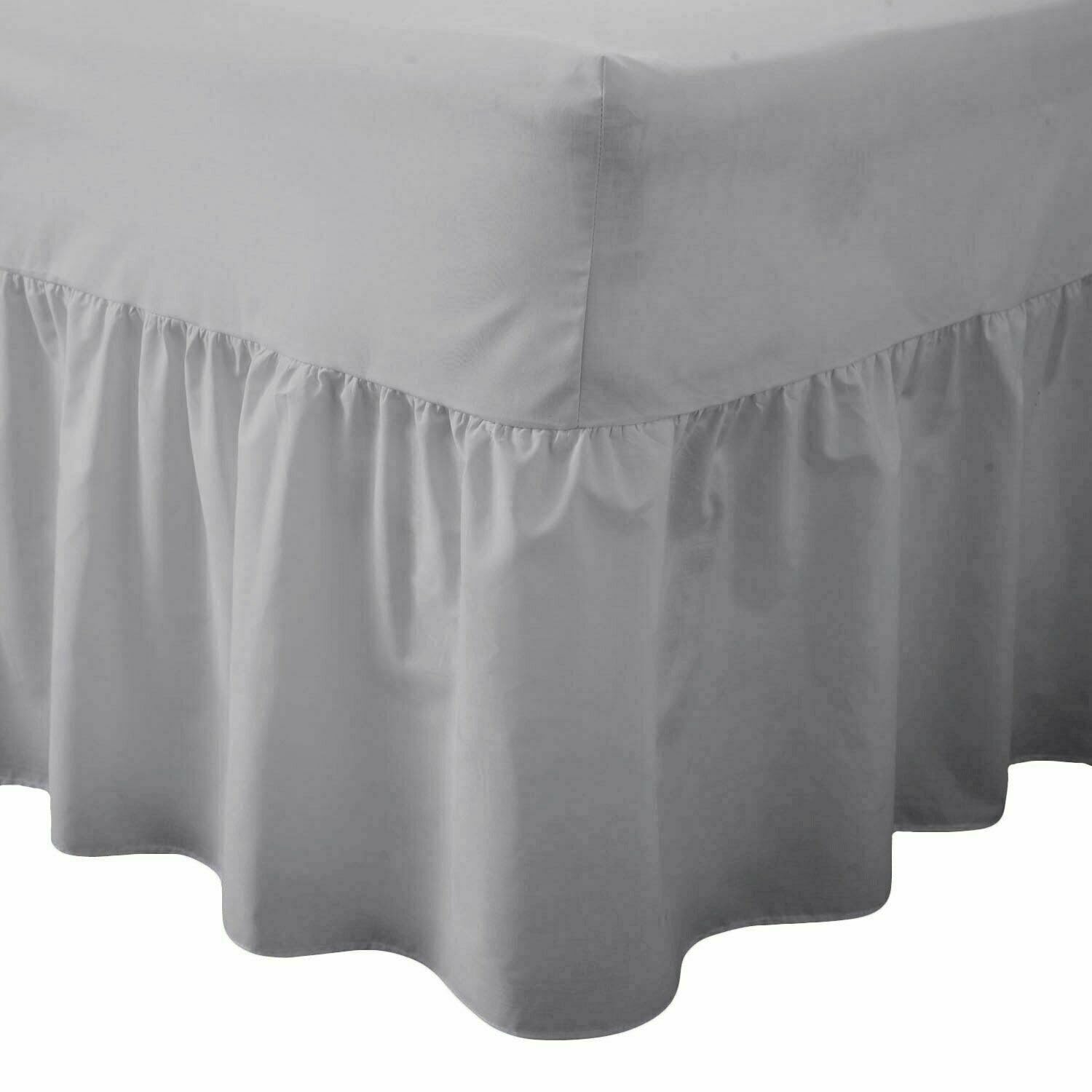 Deep Fitted Valance Sheet Polycotton Top Notch Quality Easy Care Soft & Durable Fitted Sheet with 36cm Deep Frill Single/Double/King/Super King (Silver, Super King)