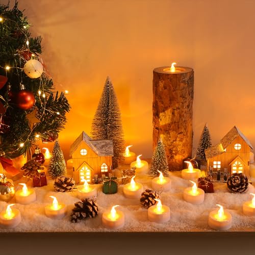 Image of Topstone CR2450 Battery Operated Flickering Flameless Candles with Warm Yellow Light,Remote Control Timer Votives,Decorative LED Tealights,Best for Wedding and Festival Decoration,Pack of 12