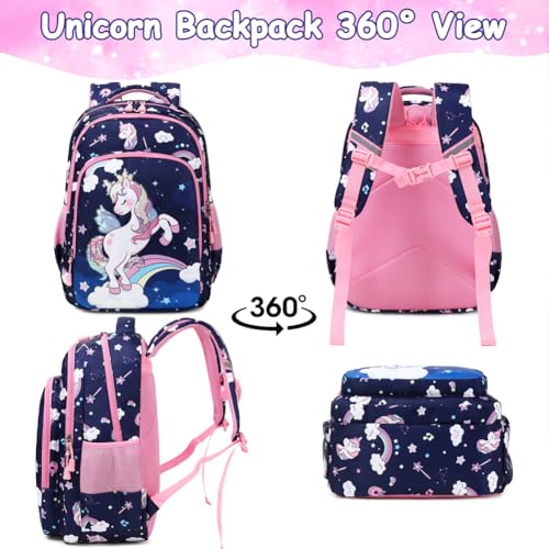 Girls Backpack for Elementary Kids School Bookbag Set Cute Unicorn Backpacks for Girls Water Resistant4