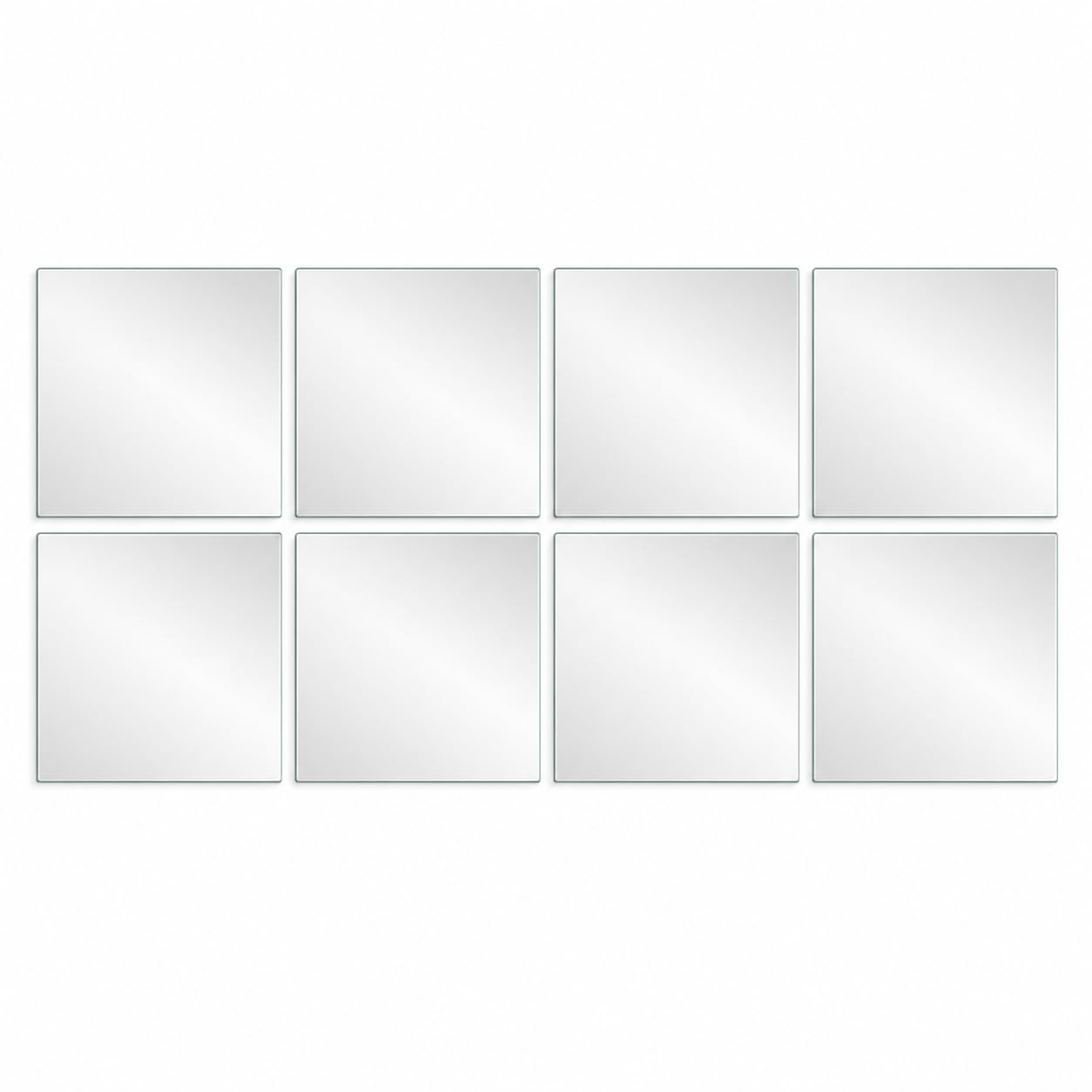 Azulejos de espejo de vidrio para pared de 12 x 12 pulgadas, sin marco, espejo de cuerpo completo montado en la pared, espejos de cuerpo completo para dormitorio, hogar, gimnasio, puerta, baño