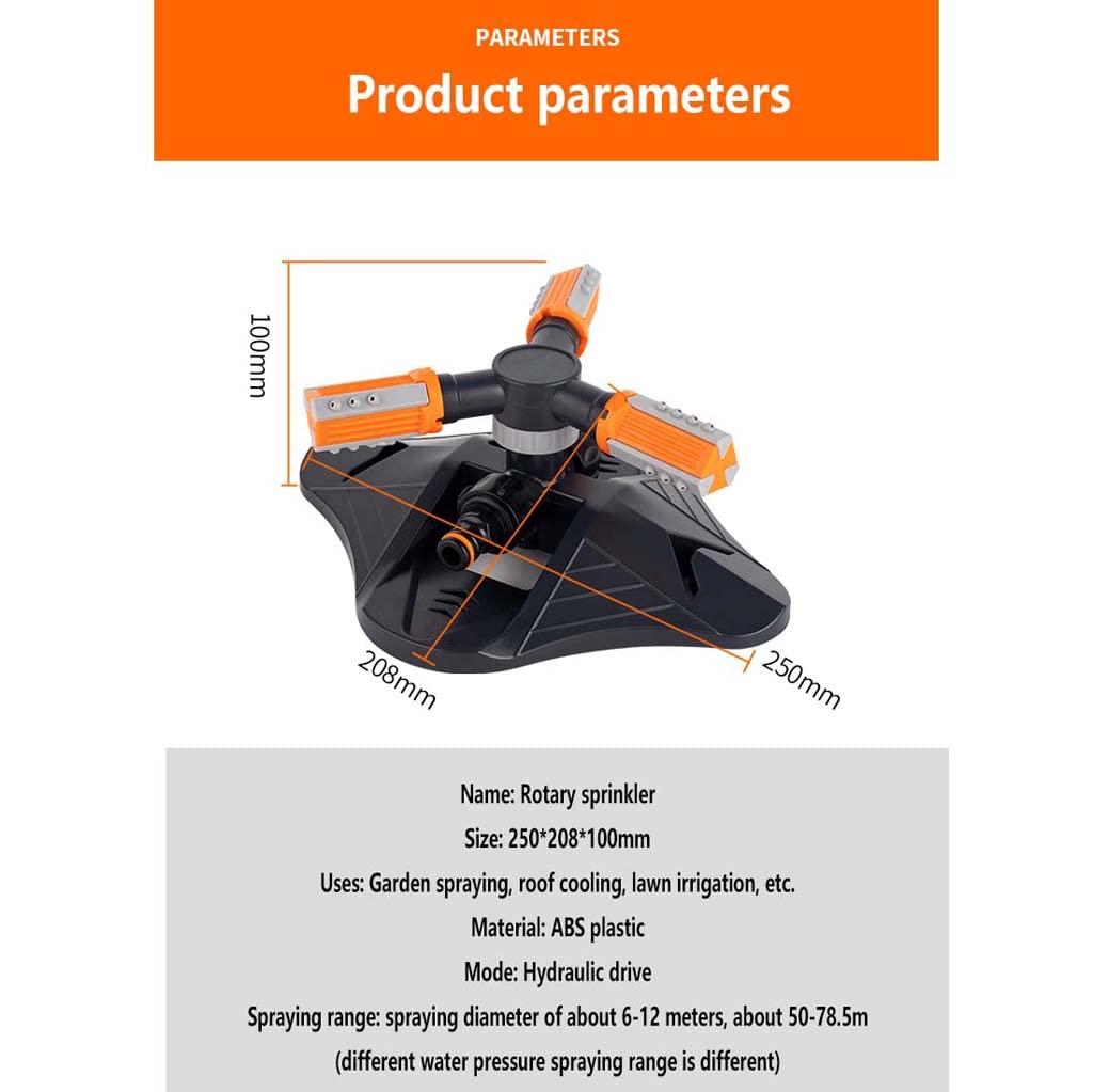 WZX Aspersor de césped de 250 mm, Cabezal de rociador Giratorio automático móvil de 360 ​​​​Grados Aspersores de jardín Riego para Invernadero de jardín