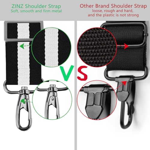 Image of ZINZ 79 inch Shoulder Strap, Extra-thick Fixed Cushion Pad and Dual Clasps Universal Replacement Strap with Metal Swivel Hooks for Laptop Bags, Luggage Bags, Camera, Crossbody(Stripes-BkWBk)