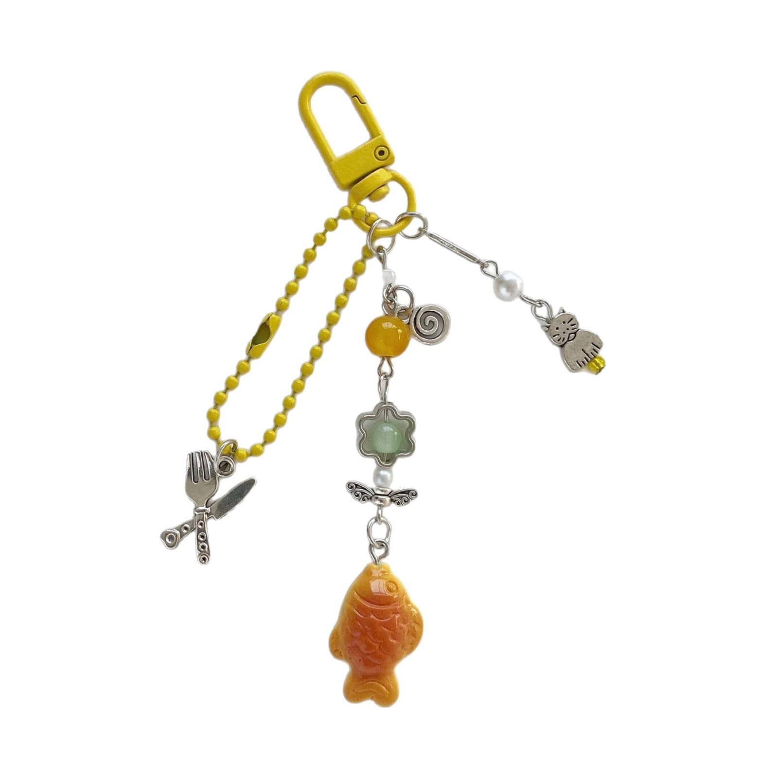 NEWFT Lovely Resin Alloy Fish Charm Retro 2000s Inspired Phone Strap for Purse Backpack Zippered Pull