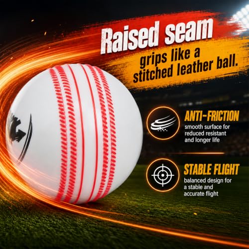 Image of WHACKK I10 T-20 Wind Ball 72MM 120GMS White Premium Color 6 | Synthetic Practice Cricket Balls | Swing Balls for Match, Training, Indoor, Outdoor & Street Cricket