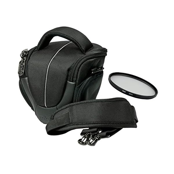 Yuma Foto Kamera Tasche Halfter XS schwarz-Silber + UV Filter 52mm für Nikon D5500 D5300 D5200 D5100 D3300 D3200 inkl…