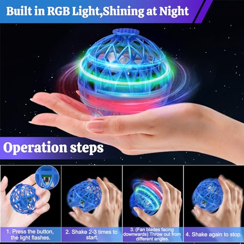 Flying Orb Ball Toy, Hand Controlled Boomerang Orb Throw-Proof Durable Mini Fly Spinner Led Lights Magic Ball Shining Cool Toys Birthday Gifts