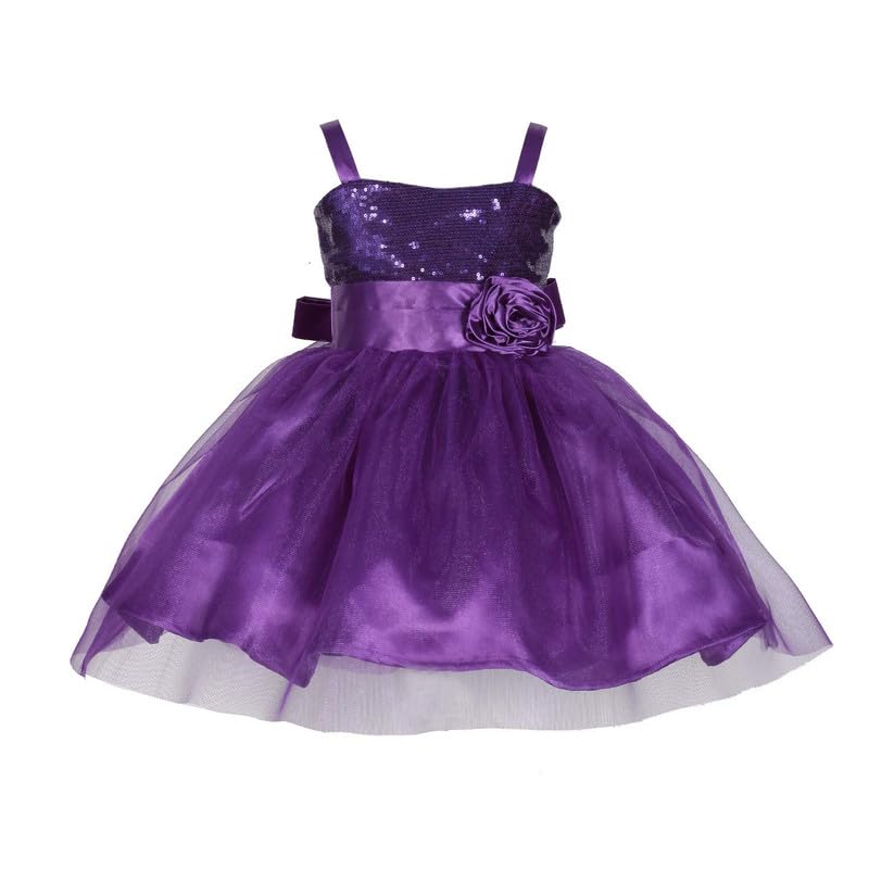 Image of Ripening Purple Sequin Square Neck Sleeveless A-Line Dress