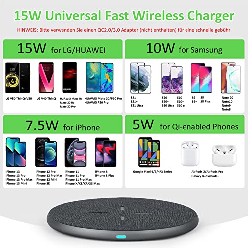 15W Induktive Ladestation Wireless Charger,Evershop Ladegerät Kabellos Ladestation Qi Induktionsladegerät Kompatibel für iPhone 15/14/13/12/11/XS/X/8/8 Plus,Samsung Galaxy S22 S21 Usw,Huawei P40Pro – Bild 5