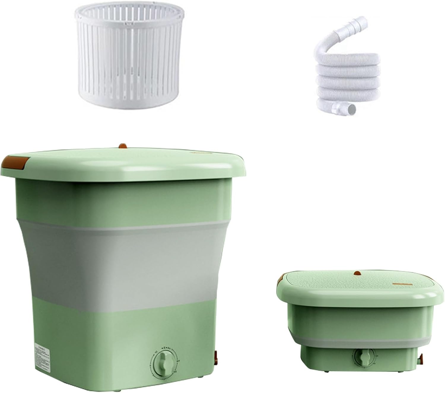 Portable Mini Washing Machine, 12L Foldable Washer for Apartments, Dorms, Camping & RVs - Ideal for Baby Clothes, Underwear & Small Items (Green)
