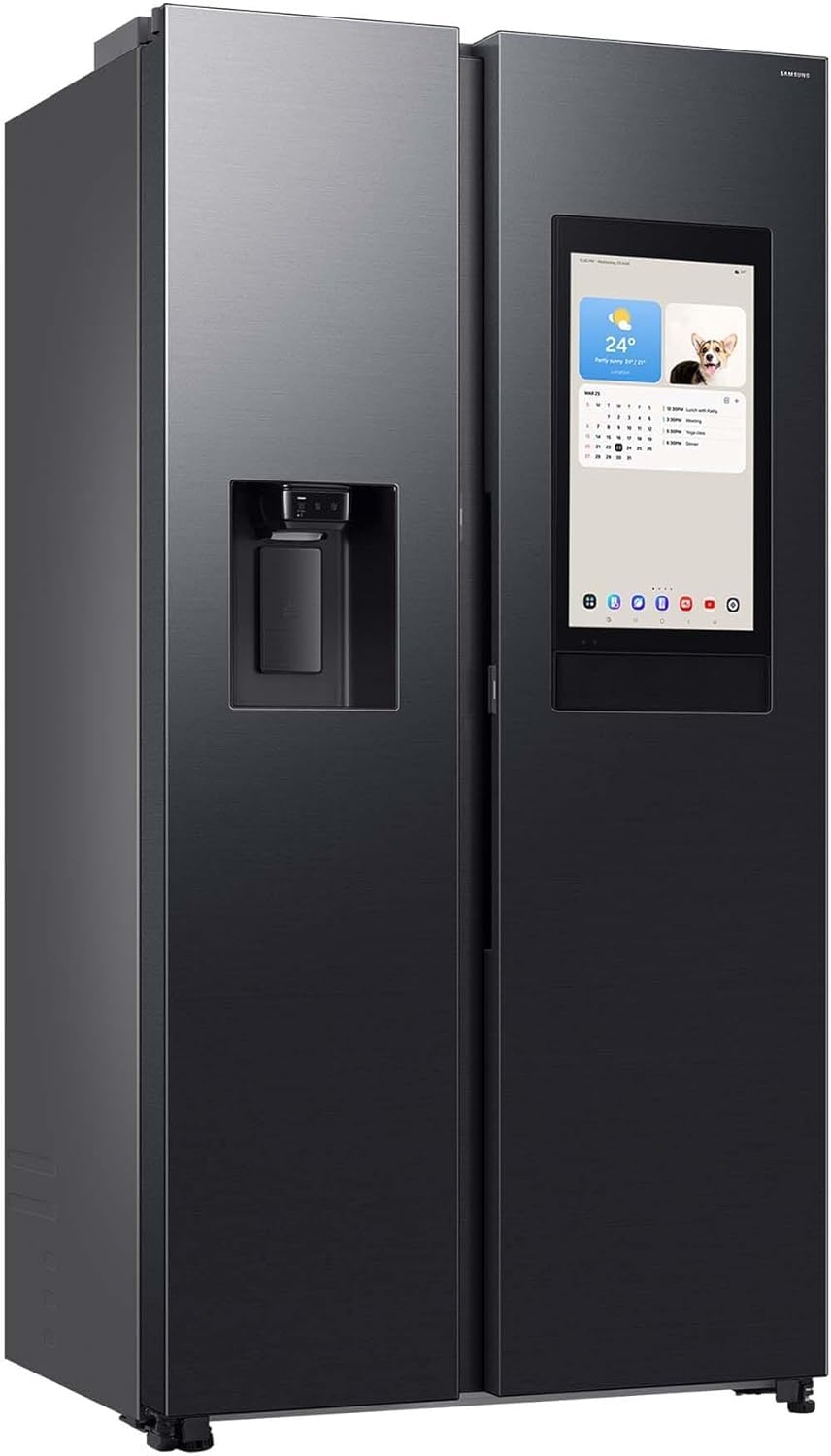 Samsung - Réfrigérateur-congélateur côte à côte RS90F67BEFEF, réfrigérateur intelligent avec compartiment congélateur, 178 cm, 614 l, acier noir