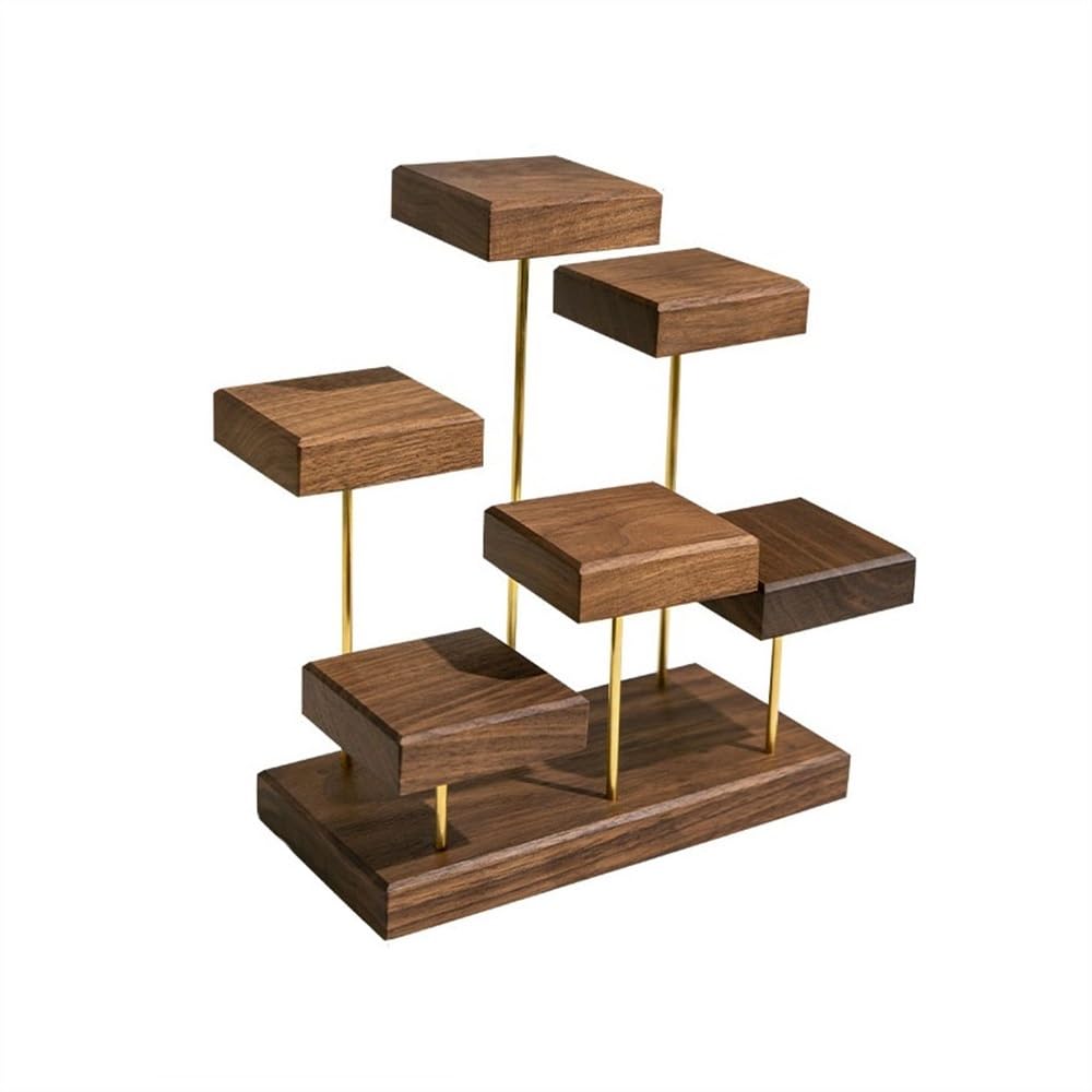 QINGGANG-0224 jewelry organizer Jewelry Display Rack Earrings Square Ladder Shelf Creative Light Luxury Walnut Jewelry Rack Jewelry Display Props for dressing table