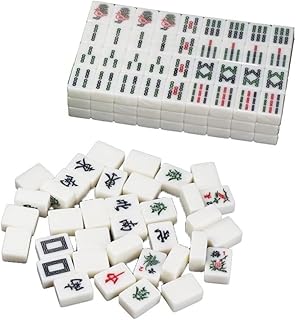 CucCe Juego Mahjong Chino Juego de Mahjong Chino, pequeño Juego de Mahjong portátil for Viajes, Color Blanco Juego Mahjong