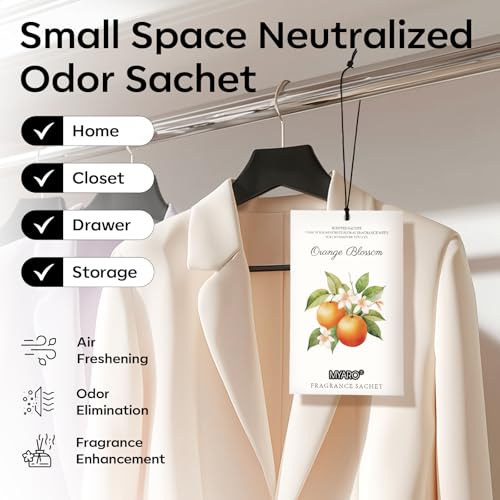 Image of MYARO 12 Packs Orange Scented Sachets - Fragrance for Closet, Drawer, Bathroom, Car - Air Freshener Deodorizer Packets