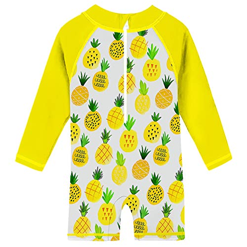 Funnycokid Baby Girl Boy One Piece Swimsuit with UPF 50+ Sun Protection Pineapple Bathing Suit Rash Guards 12-18 Months