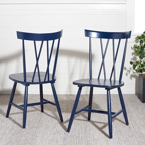SAFAVIEH Home Collection Friar Navy Blue X-Back Windsor Dining Chair Set of 2