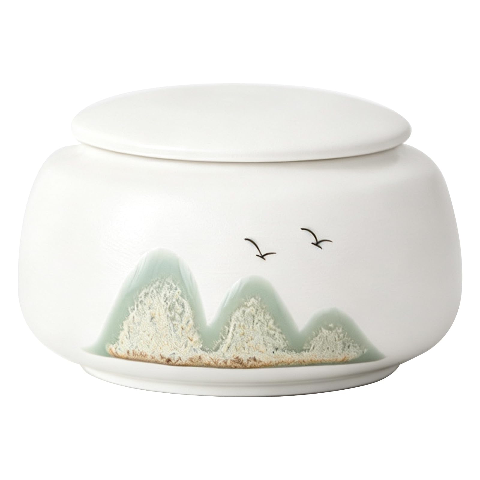UpGBRF Ceramic Tea Canister with Lid Storage Pottery Jar Pantry Organizer