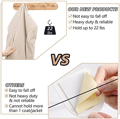 Home Love Coat Hooks Wall Mounted 2 Pack, Bamboo Coat Hooks for Wall with 10 Hooks, Natural Heavy Duty Coat Hooks for Coats Hat Bag
