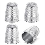 Tweruna Fingerhut 4 Stück, Metall Fingerhüte Nähfingerhüt für Handstickerei mit Muster, Silberner Nähfingerhut als Fingerschutz, Zubehör für Handquilten