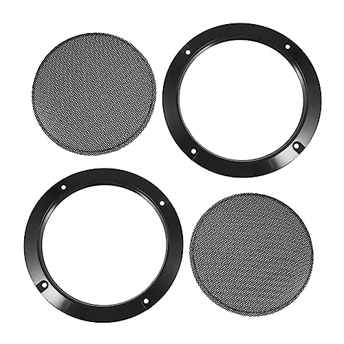 POPETPOP 2個サブウーファー用音響装飾ネット 家用スピーカー保護グリル ブラック 車載オーディオ適用