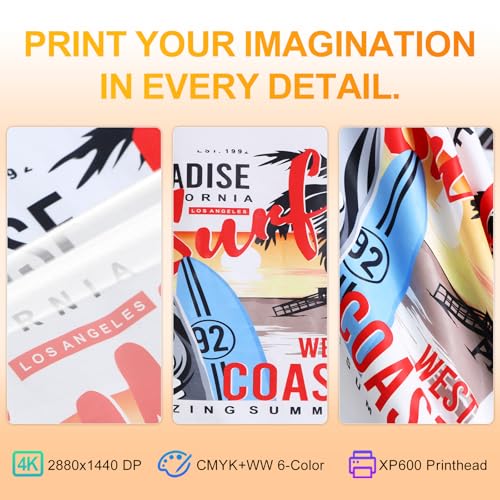 Image of PLK A4 DTF Printer with XP600 Printhead, Sheet and Roll Feeder, Built-in Film Cutter, Upgrade L8058 DTF Printer Machine with White Ink Stirring System 100% Transfer for DIY Printing with Oven Bundle