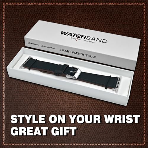 Genuine Leather Band Compatible with Apple Watch Bands for Women Men 49mm 46mm 45mm 44mm 42mm 41mm 40mm 38mm, Soft Leather Replacement Strap for iWatch Ultra/SE/Series 11 10 9 8 7 6 5 4 3 2 1
