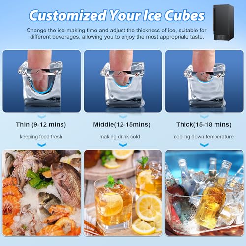 Image of Under Counter Ice Maker, Ice Maker Machine Commercial, 120Lbs /24H with 35lbs Storage Bin, 40Pcs Cubes in 10Mins, Built in Ice Machine for Home Office Commercial