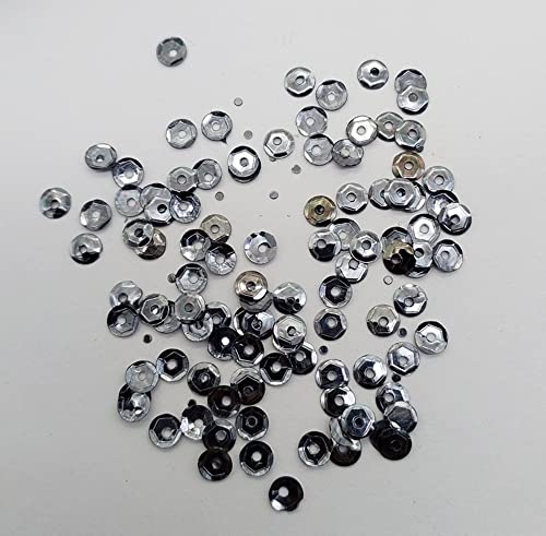 Image of eshoppee 4 mm Dark Grey Round Shape Sequins Sitara, 200 gm