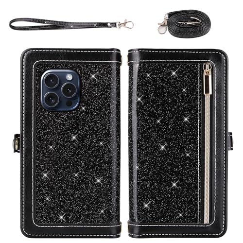 Protège-écran et étui fermeture éclair pour iPhone 15 Pro Max avec rangement cartes - 3