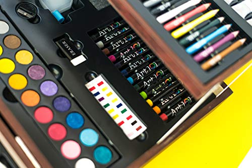 Art 1Art 101 Deluxe Art Set With 215 Pieces In A Wood Organizer Case, Includes Crayons, Color Pencils, Paints, Brushes And Markers, Great For All Skill Levels, Portable Art Studio #TOP5