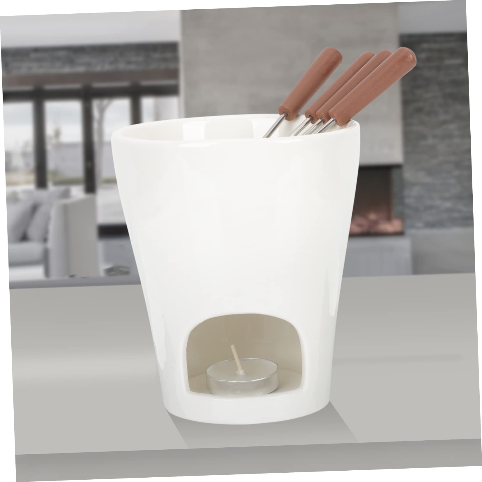 BRIGHTFUFU 1set Ceramic Melting Pot for Butter and Cheese Fondue Versatile Wax Warmer Kitchen Accessory for Candy and Dessert