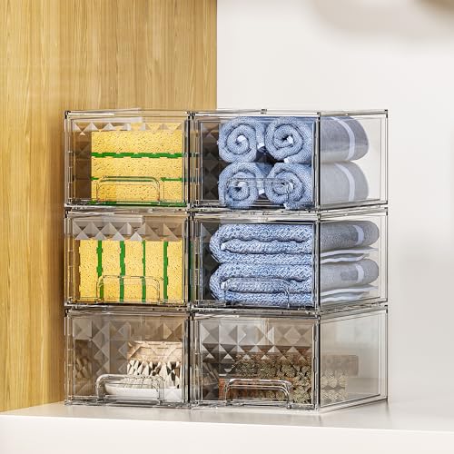 Save 64% on Delamu 8-Pack Clear Stackable Storage Drawers