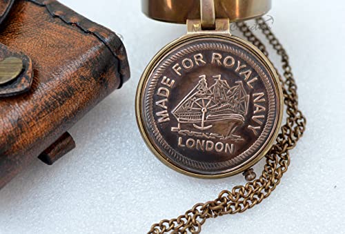 Brújula NAUTICAL COLLECTION con estuche de cuero hecho a mano