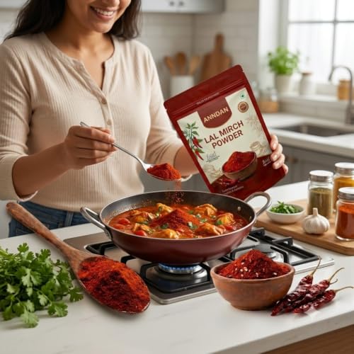 Image of ANNDAN Premium Red Chilli Powder, Kashmiri Lal Mirchi, 500 gm | Authentic Red Chilli Powder, Pure Spices, Natural Color & Flavor, Teekha Lal Mirch Powder, No Added Colors