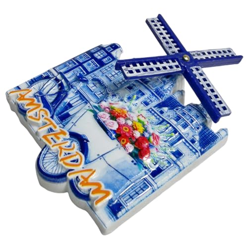 Imán para refrigerador souvenir molino de viento miniatura 4