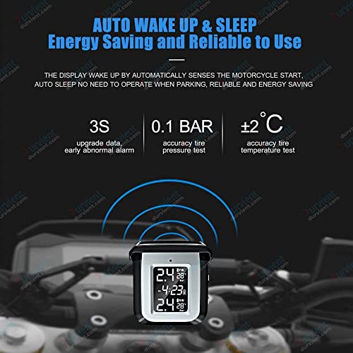 Image of com Solar Powered Motorcycle Tyre Pressure Monitoring System (TPMS) with 2 External Sensors