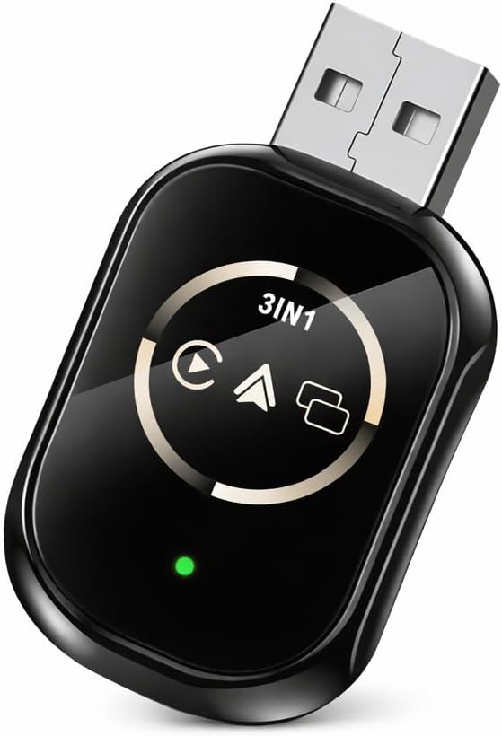 Kablosuz CarPlay ve Android Auto Adapt r, 3 in 1 Evrensel Ara  Multimedya D n t r c , iOS ve Android Uyumlu AirPlay Adapt r