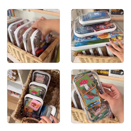 Image of Clear Hard Shell Zipper Case,3PCS Transparent Clear Zipper Pouches,Hard Side Plastic Case Set,Portable Travel Storage Organizer Bins