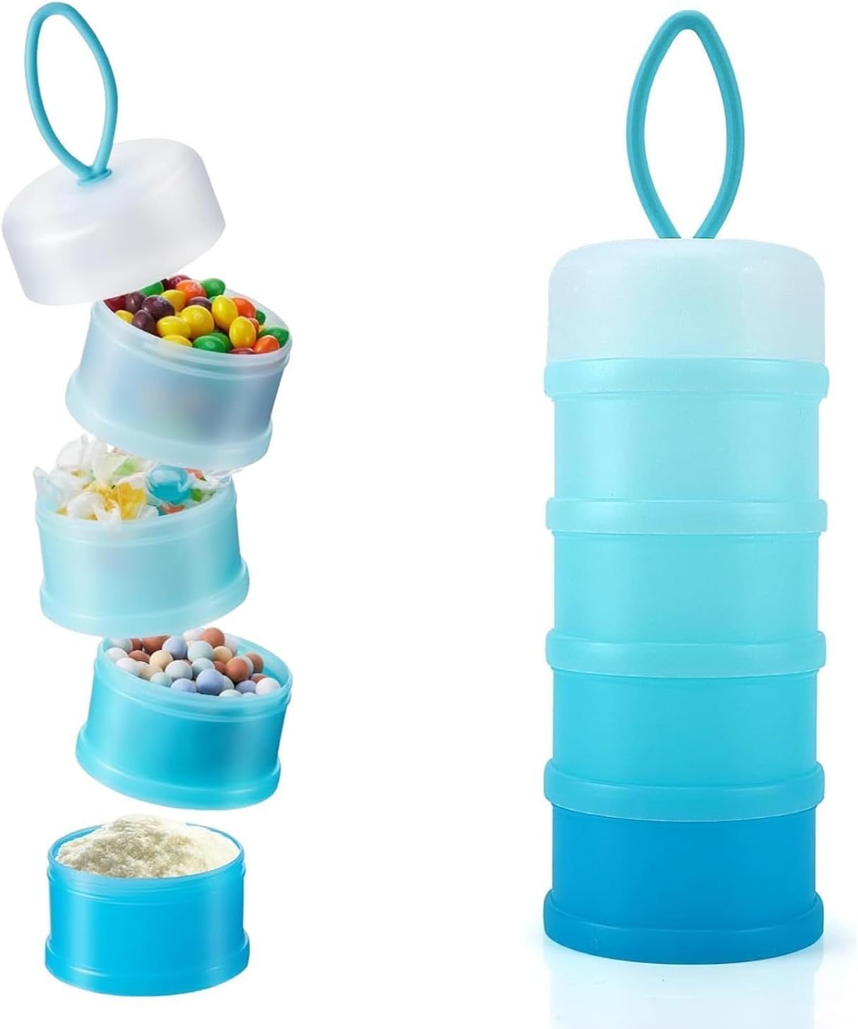 VIZARO Baby Formula Container Dispenser, 5 Compartments Stackable Formula Container for Travel, Baby Milk Powder Kids Snack, Bpa Free Non-Spill Milk Powder Box-Baby Food Containers-picture-38