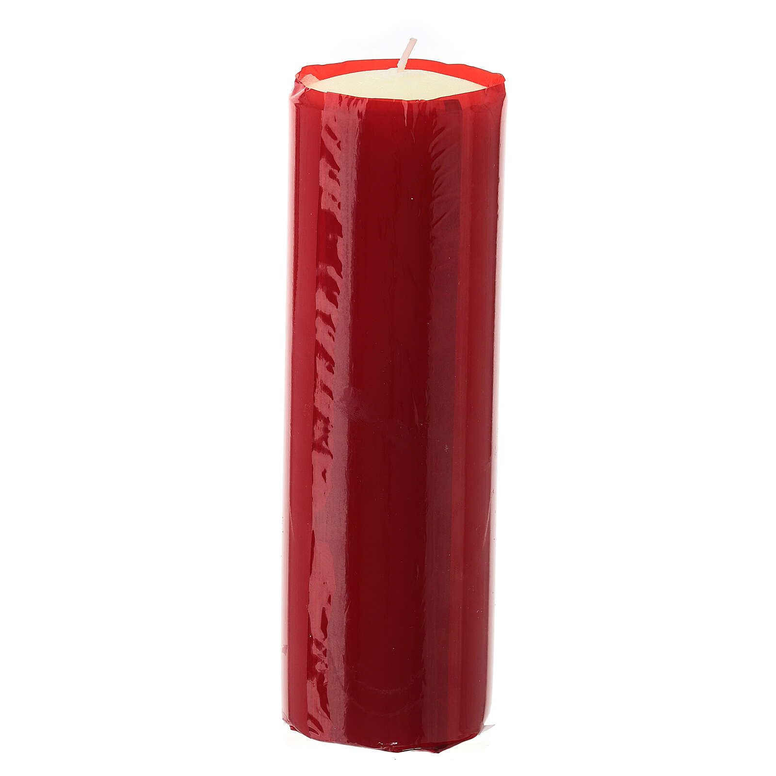 Blessed Sacrament red Candle, Yellow Wax, JHS, 7 cm of Diameter