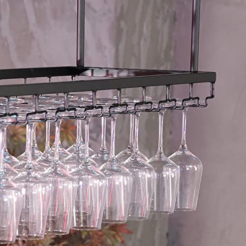 Étagère à vin suspendue en métal noir au design suspendu industriel