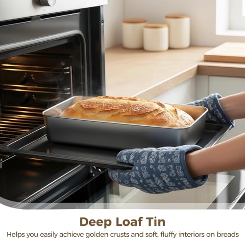 2 Pcs Loaf Tins, 32.5x15x6 cm Stainless Steel Loaf Pans with 20 Baking Papers, Deep Cake and Bread Baking Pans, Rectangle Trays for Banana Bread, Meatloaf, Toast, Lasagna - Image 3