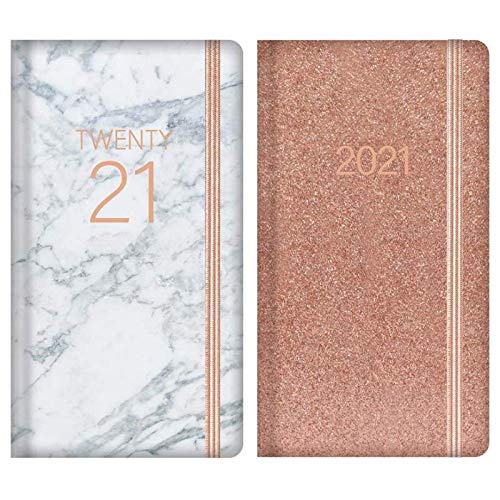 2026 Slim Week To View Marble with Foil & Rose Gold Slim And Glossy Design (Marble)