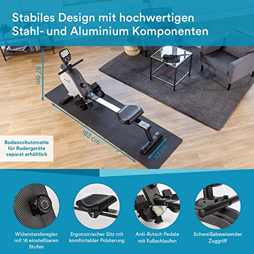 Skandika Rudergerät Munin | Rudergerät für zuhause, klappbar, 16-stufiger Magnetwiderstand, 8 kg Schwungmassensystem… – Bild 4