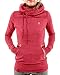 StyleDome Women's Cotton High Collar Hoodies Long Sleeve Sweatshirt Pullover Coat Pink US 16