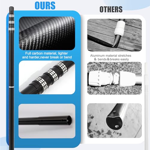JSPJSP Carbon Fiber Pool Rod - Professional 4-12 Foot Telescopic 4-piece Pool Cleaning Rod Set, Adjustable Telescopic Rod for Cleaning Nets, Brushes, Vacuum Heads by JSPJSP - Used condition - Image 3