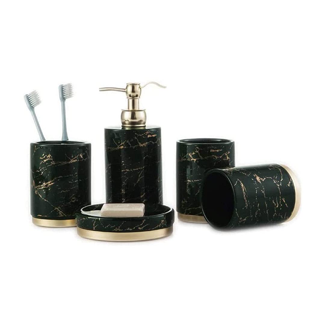 Accessori per Il Bagno Set, 5 Pezzi Bath Ensemble Coppie Kit da Bagno per Bagno Kit, Include distributore di Sapone, portaspazzolino, Tumbler, portasapone