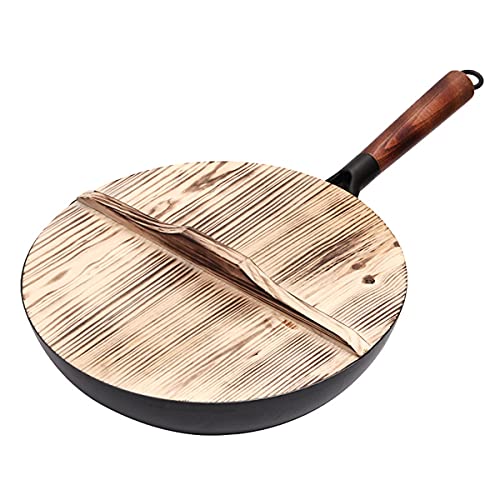 Wok de hierro con mango de madera 32cm sin recubrimiento